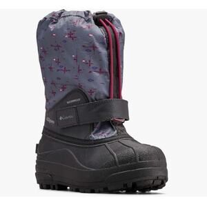 Columbia Girls Snowbug Snow Boots 1 NWT Forty Print Grey Purple Insulated Winter